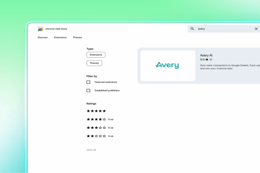 Avery listed in the Chrome Web Store