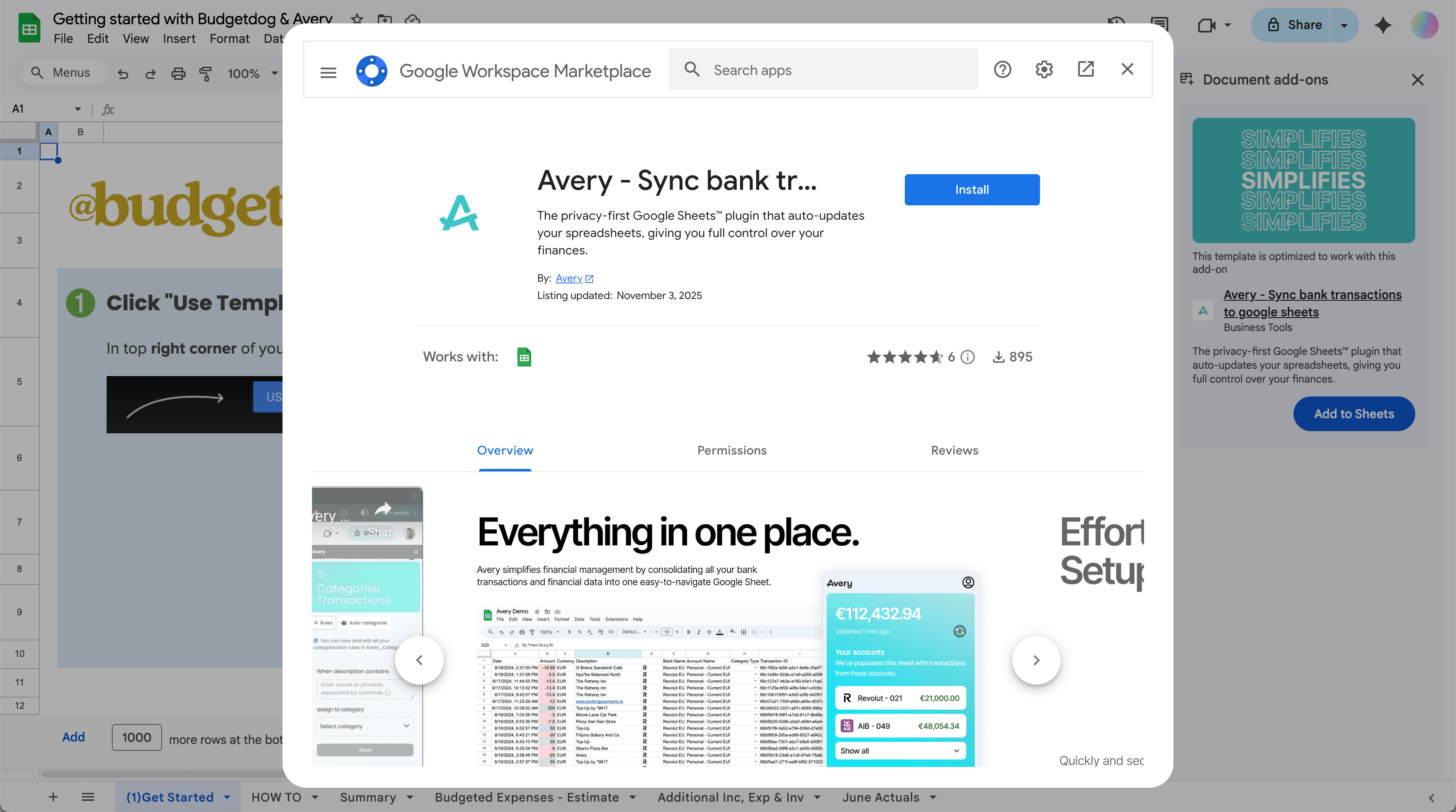 Install Google Sheets Extension